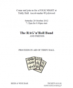 Tiddy Hall Folk Night, Saturday 20th October 2012